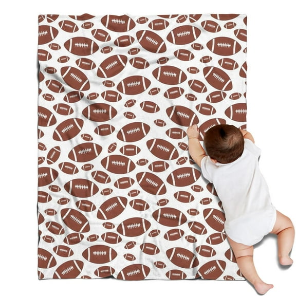 White Brown Footballs Pattern Blanket,Comfortable Soft Flannel Throw Blanket,All Season,Warm Lightweight Blankets for Sofa Bed Couch Living Room Chair,30"x40"
