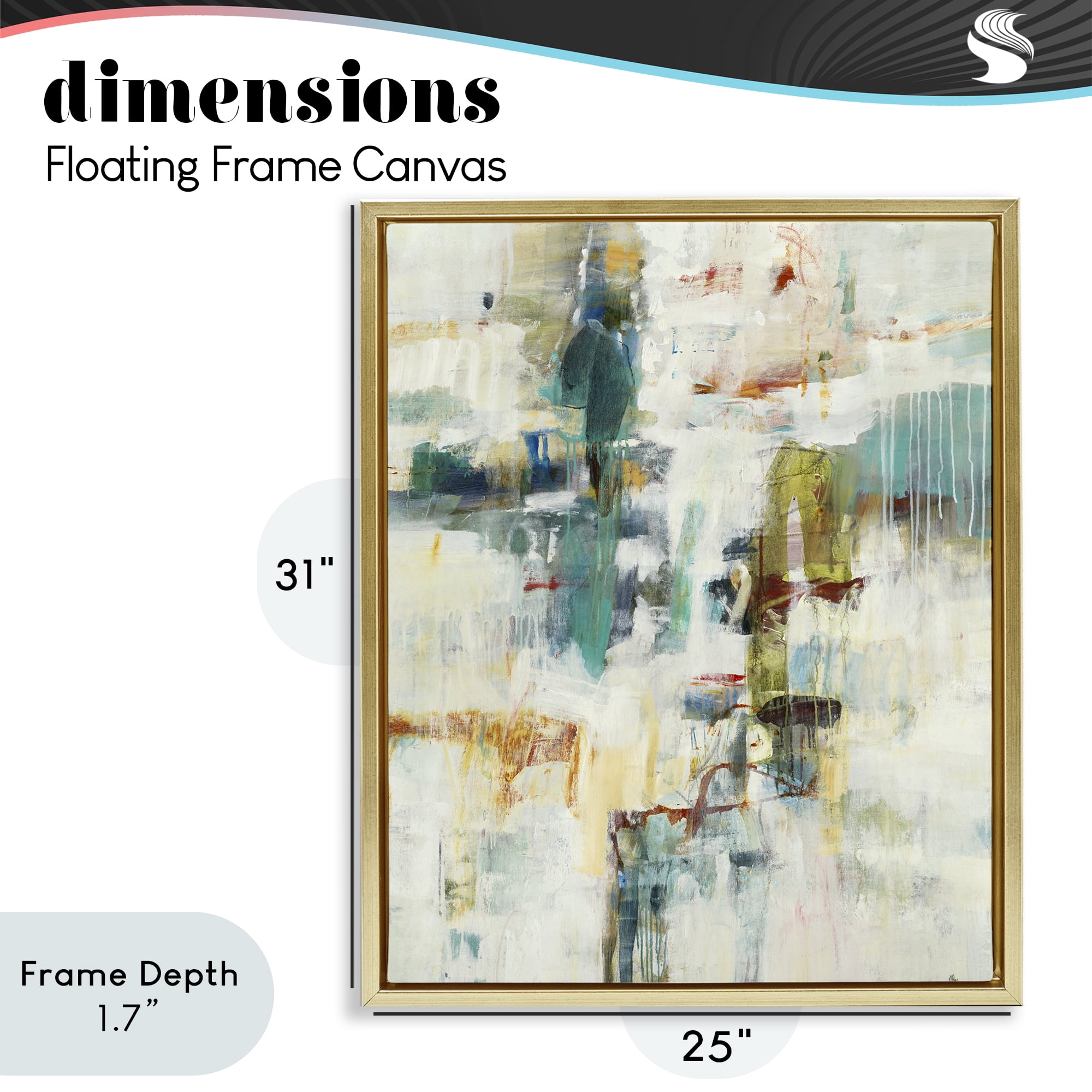Stupell Industries Dynamic Paint Drips Gold Framed Floater Canvas Wall Art, design by Lisa Ridgers