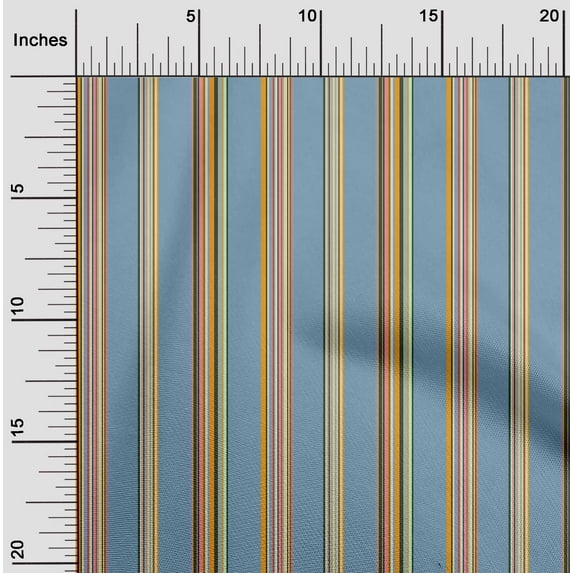 oneOone Cotton Cambric Fabric Multicolor Stripe Print Fabric By The Yard 56 Inch Wide