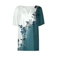 thumbnail image 4 of White Women's Short Sleeve T-shirt, Women'S Fashion Casual Floral Print Button Down Short Sleeve Top T Shirt,Women's Short sleeve T-shirt L, 4 of 5