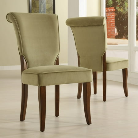 Homelegance Olive Velvet Parsons Side Dining Chair Set Of 2 Brown Finish