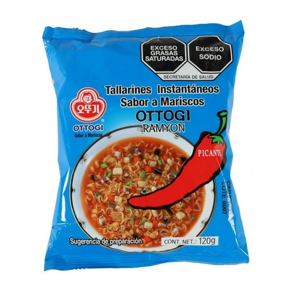 Tallarines instantáneos Ottogi sabor mariscos picante 120 g