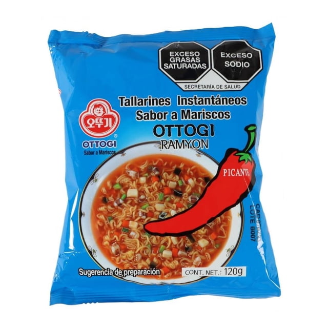 Tallarines instantáneos Ottogi sabor mariscos picante 120 g