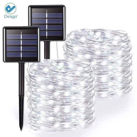 Deago 1 Pack Solar String Light 100LED 33ft 8 Modes Solar Christmas Lights Copper Wire Lights Waterproof for Gardens  Wedding  Party  Homes  Xmas  Outdoors (White) price history on PriceWatchPro