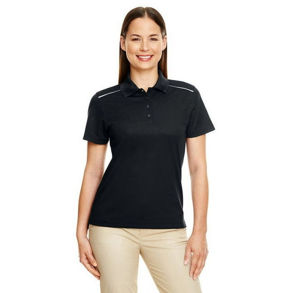 CORE365 78181R Women's Radiant Performance Piqué Polo with Reflective Piping-Black-2XL