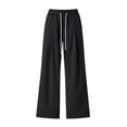 Aimik Women's Elastic Waist Pleated Wide Leg Pants Drawstring Casual ...