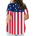 thumbnail image 3 of Virmaxy Womens 4th of July Shirts Independence Day Plus Size V-Neck Short Sleeve T-Shirt Casual Printed Top Short Sleeve V-Neck Top/Shirt Red-5 Xl, 3 of 5