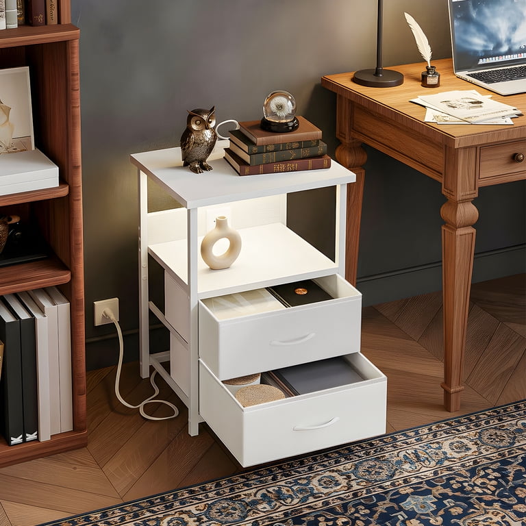 Tomnk Nightstand with Charging Station, 2 Drawers photo 2