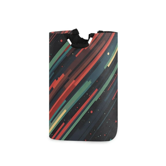 Yayeee Freestanding Laundry Hamper with Handle Collapsible Large Storage Basket for Clothes, Red Abstract Lines