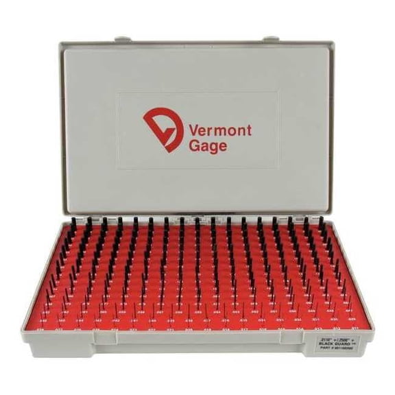 Vermont Gage Pin Gage Set,Plus,0.011-0.250 In,Black 901100300