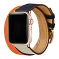 thumbnail image 4 of WFEAGL iWatch Band Leather Double Tour Replacement Band 42mm 44mm Ivory Orange/Rose Gold, 4 of 8