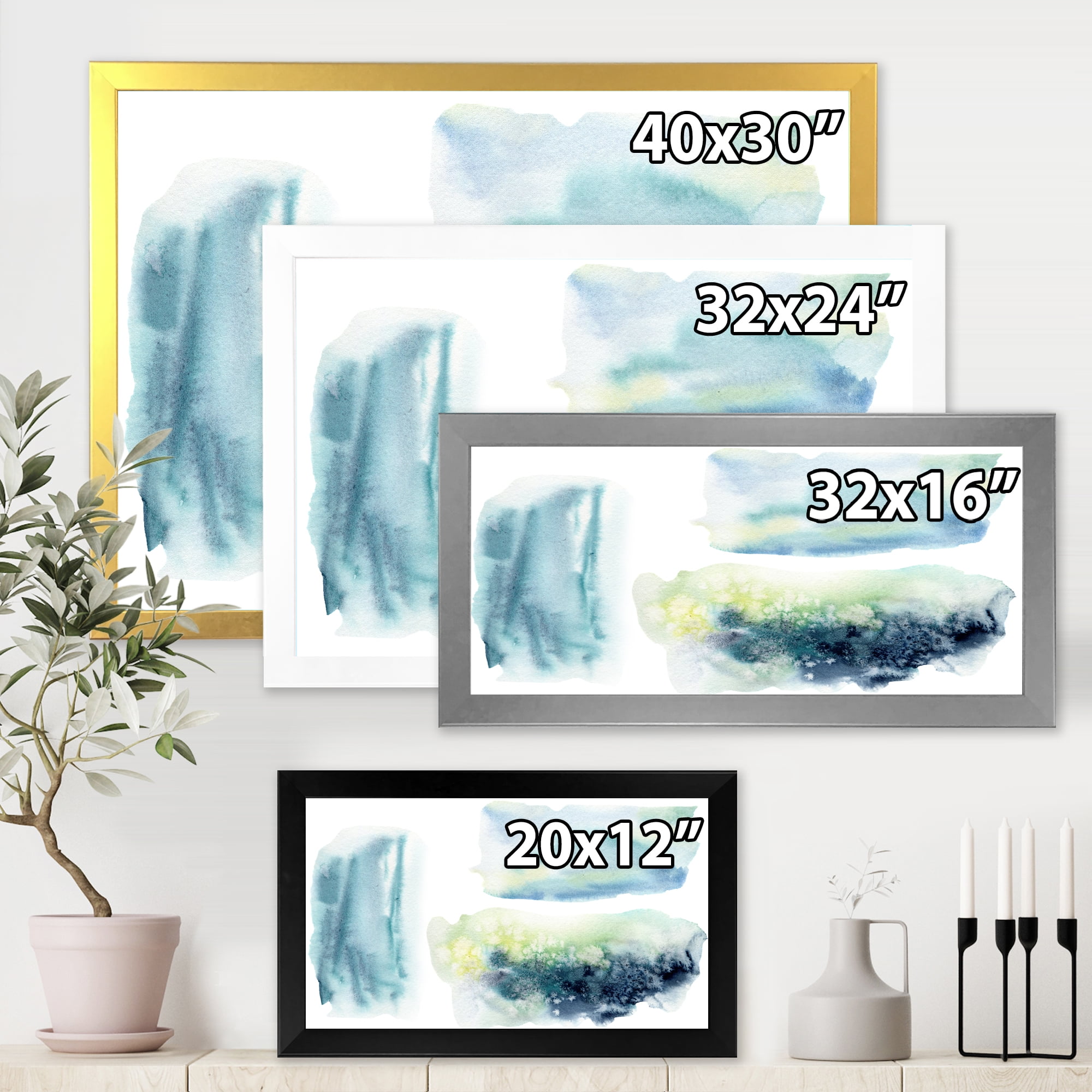 Designart 'Abstract Clouds Underwater' Modern Framed Art Print
