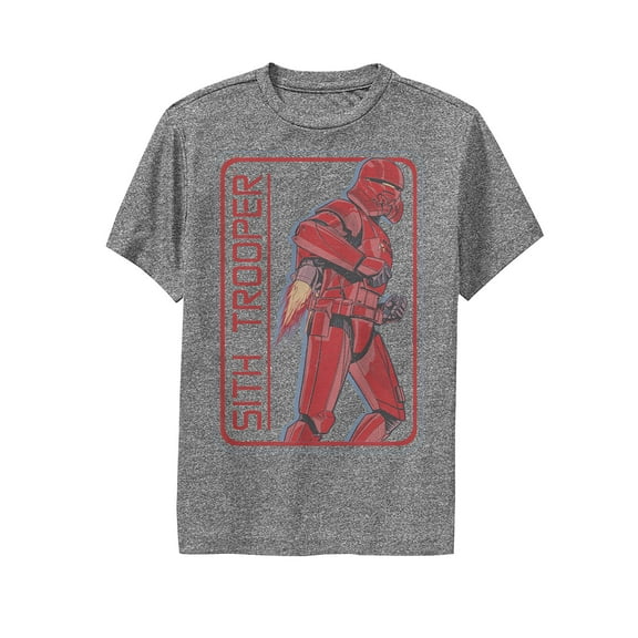 Boy's Star Wars: The Rise of Skywalker Sith Trooper Rocket  Performance Graphic Tee Charcoal Heather X Large