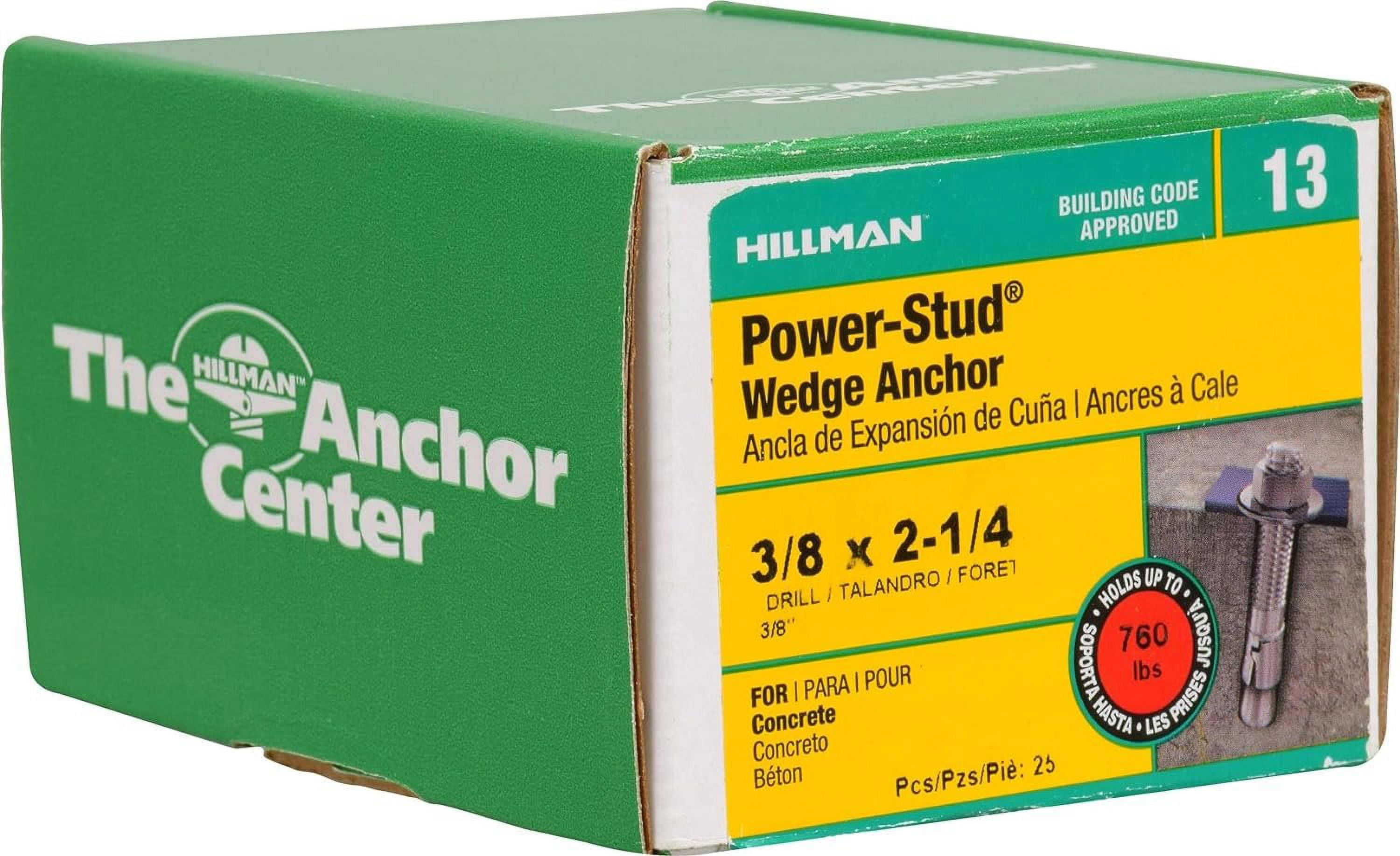 Hillman Power Stud 3/8 In. x 2-1/4 In. Zinc-Plated Wedge Anchor (25-Count)