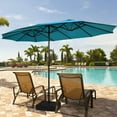 thumbnail image 1 of Gymax Parasol Jumeau de Patio Double Face de 15 Pi, Parasol de Marché Extra-Grand avec Base, Turquoise, 1 of 9