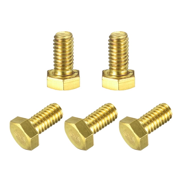 Unique Bargains Brass Hex Bolts, 5/16-18x5/8' 5 Pack Fully Thread Grade 4.8 Machine Screws