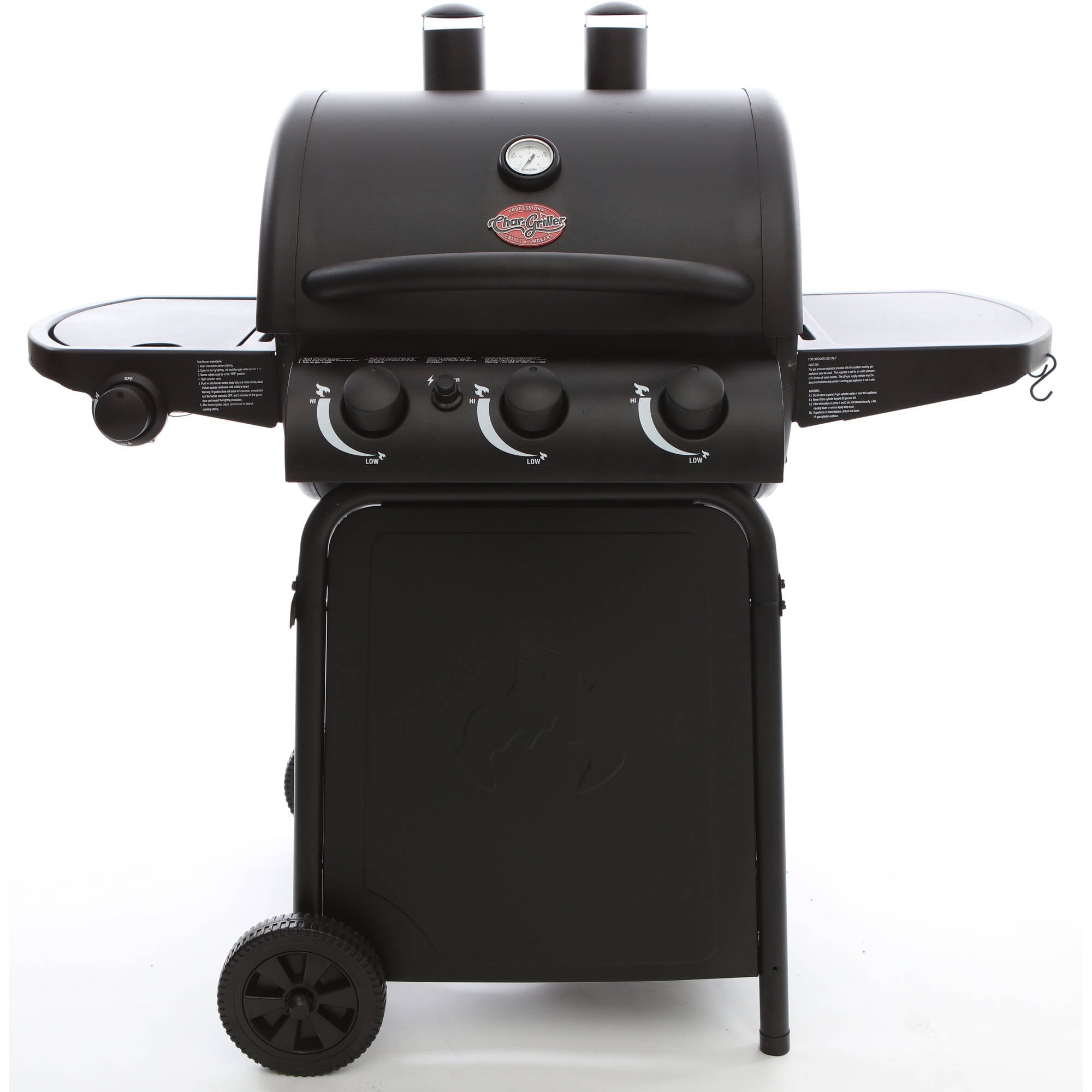 Char-Griller 3 Burner Gas Grill, Black, E3072 by A & J Manufacturing