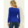 thumbnail image 4 of INSPIRE CHIC Long Sleeve Peplum Ruched Top Royal Blue L, 4 of 5