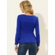 thumbnail image 4 of INSPIRE CHIC Blusa de manga larga con cuello en forma de corazón para mujer Azul real XS, 4 of 5