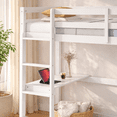 thumbnail image 3 of Miniyam Twin Loft Bed with Desk and Ladder, Rubber Wood Kids Bed with Guardrails, White, 3 of 7