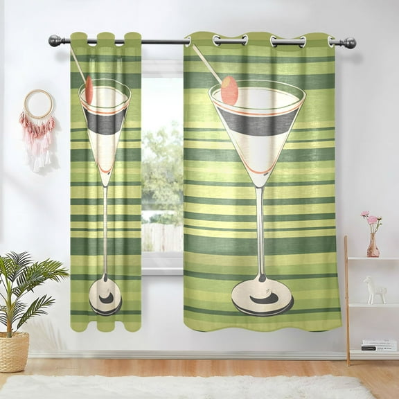 Yayeee Window Curtains Set of 2 for Living Room Light Filtering 63"x42", Black Martini