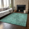 thumbnail image 6 of Addison Rugs Mayfield Washable Transitional Diamond Teal Rectangle Rug, 10' x 14', 6 of 6