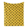 thumbnail image 1 of Animal Soft Flannel Fleece Blanket, Modern Deer Head Art Deco Like Antlers and Geometric Triangles Grunge, Cozy Plush for Indoor and Outdoor Use, 60" x 80", Mustard and Charcoal Grey, by Ambesonne, 1 of 5