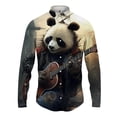 thumbnail image 5 of Camisa con solapa con estampado 3D de panda para hombre y mujer, camisa informal de manga larga a la moda, ropa de calle con botones, ropa unisex de gran tamaño, 5 of 5