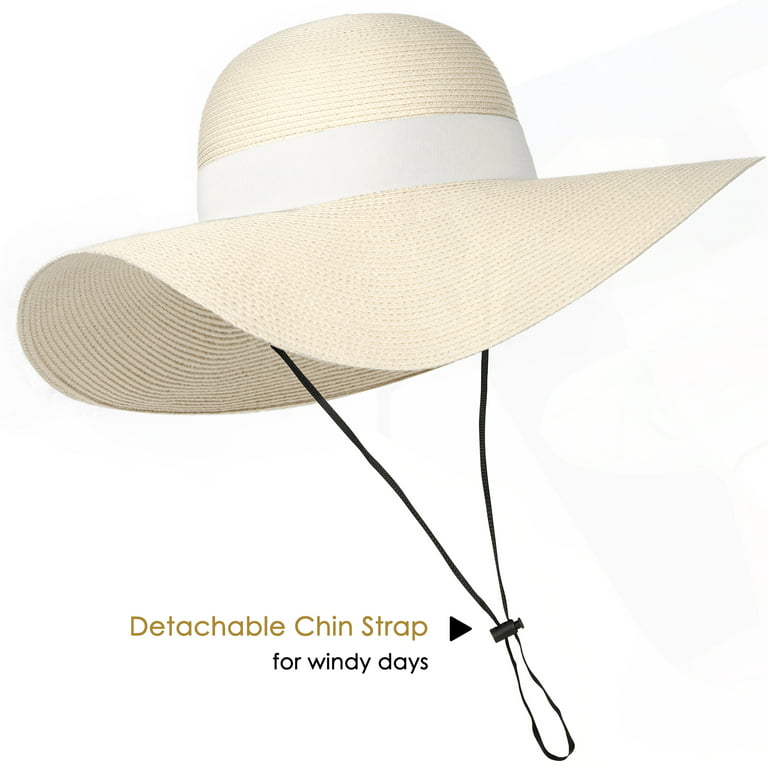 Beach Straw Sun Hat for Women Wide Brim Floppy Straw Beach Sun Hat Women  Floppy Sun Hats Panama Fedora Beach (Beige, M) at  Women's Clothing  store