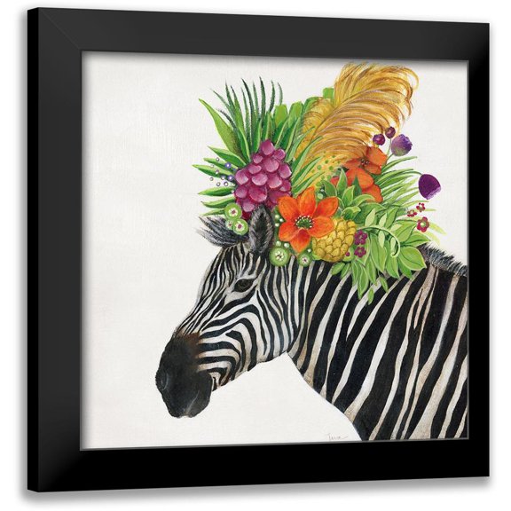 Tava Studios 12x12 Black Modern Framed Museum Art Print Titled - Royale Zebra