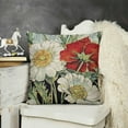 thumbnail image 2 of YINGXI  Red Poppy Throw Pillow Covers Romantic Garden Flowers Red Poppies with White Daisies Green Leaves Insect Bee Design Pillow Cushion Cover Decor Outdoor Sofa (RP-Poppies) 24x24in, 2 of 5