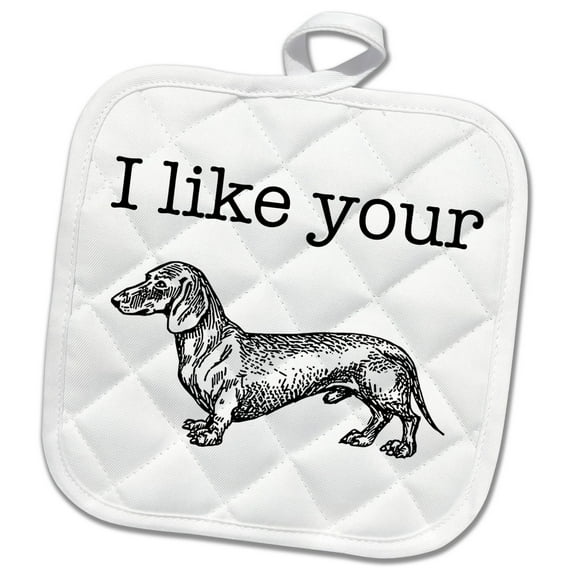 3dRose, I Like Your Weiner Black, 8x8 Potholder