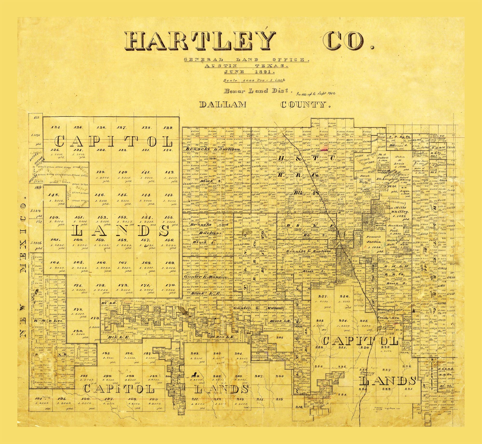 Hartley County Texas General Land Office 1891 23.00 x 25.00 Matte