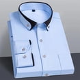 thumbnail image 3 of Lohuatrd Men Shirt Formal Business Style Long Sleeve Lapel Contrast Color Single-breasted Pocket Soft Breathable Plus Size Mid Length Anti-wrinkle Men Office Top, 3 of 7