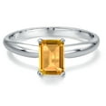 thumbnail image 3 of Gem Stone King 0.87 Cttw PT900 Platinum 900 Yellow Citrine Engagement Ring for Women | Emerald Cut 7X5MM | Gemstone November Birthstone | Wedding Anniversary Promise Ring for Women | Size 9, 3 of 6