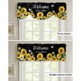 thumbnail image 6 of Tie Up Valance Curtain for Kitchen,Welcome Home Sunflower Funny Words Rod Pocket Short Curtains Adjustable Tie-Up Shade Valances,Black Yellow Window Treatment for Bathroom Living Room Bedroom, 6 of 8