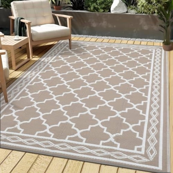 10x20 FT Waterproof Outdoor Plastic Straw Patio Rug for Camping, RV, Backyard Deck