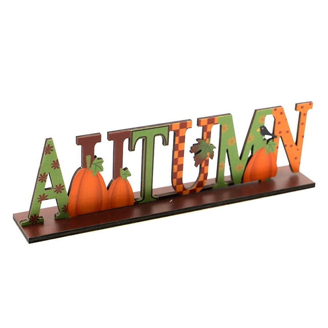 Abbracc Tableau Décoratif de Lettres Décor de Récolte d'Automne pour Fête Étagère Salon Style A
