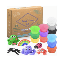Modeling Clay for Kids - 12 Super Soft & 100% Natural  Doughs Made from Wheat Flour - 100g Per Can of Reusable & Vibrant  Clay Modeling Kit for Ages 3+ by Marie’s Kids