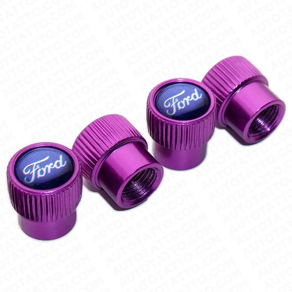 4pcs Universal Fit Ford Car Wheels Tire Air Valve Caps Stem Dust Cover Purple