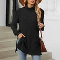 thumbnail image 2 of Dpytoraw Women's New Half Turtleneck Long Sleeved Loose Split Pocket Sweater Top Women's Pullover Sweater, 2 of 5