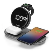 iHome Powervalet Quad+ 4-in-1 Digital Black LED Alarm Clock with Qi Wireless Fast Charging