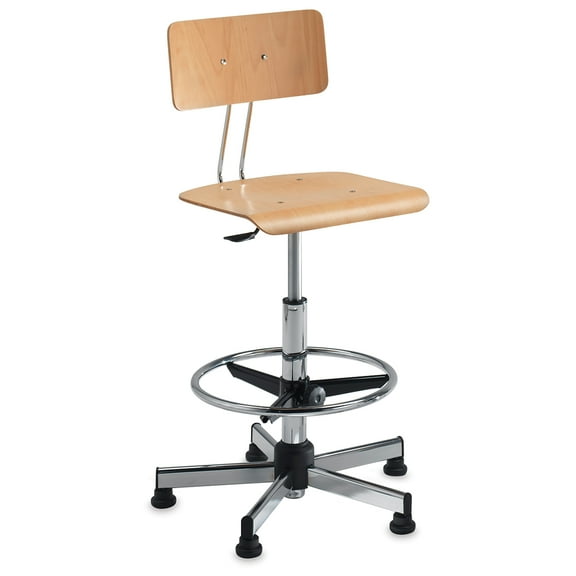 Bieffe Drafting Chair - Birch and Chrome
