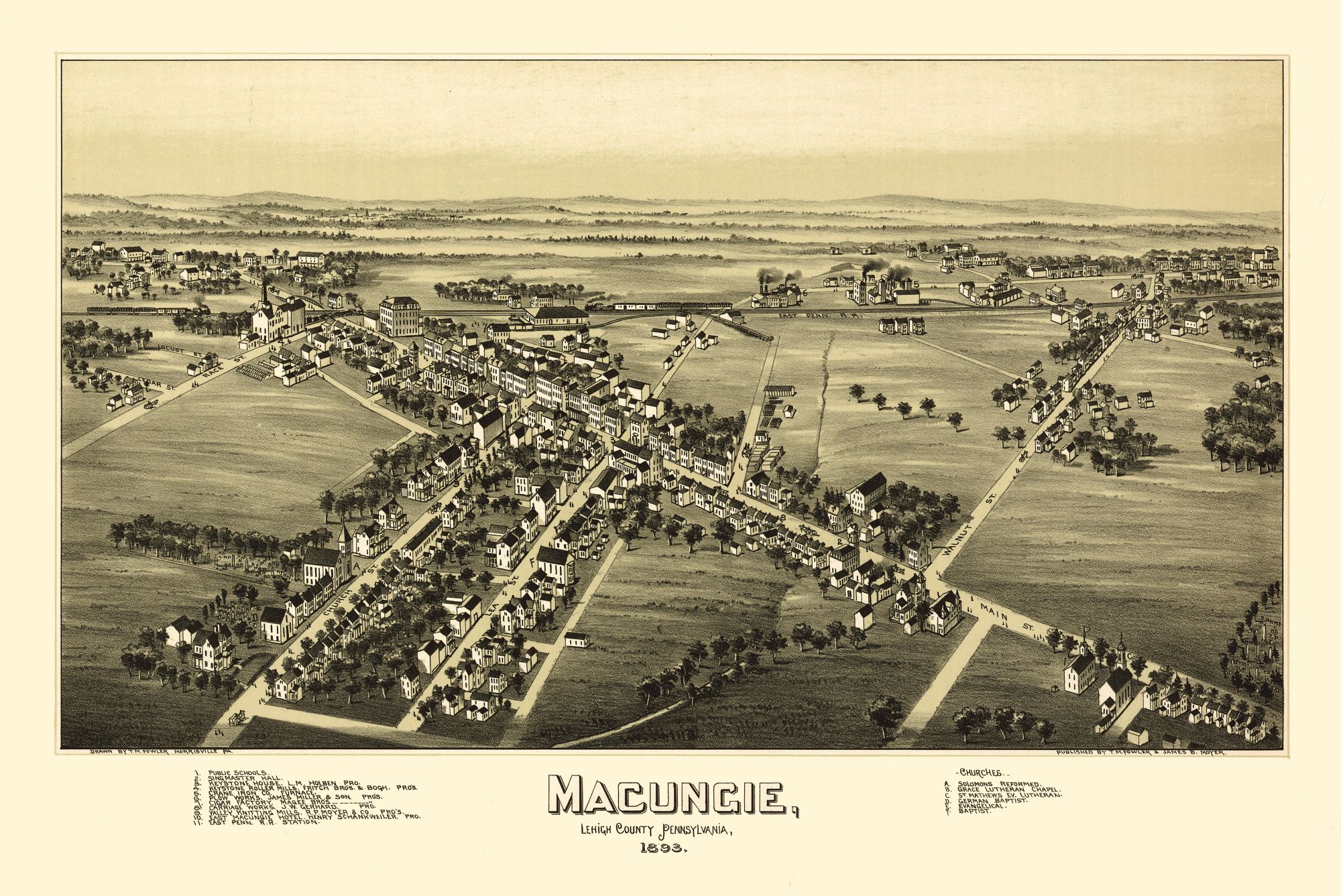Macungie Pennsylvania Fowler 1893 34.40 x 23