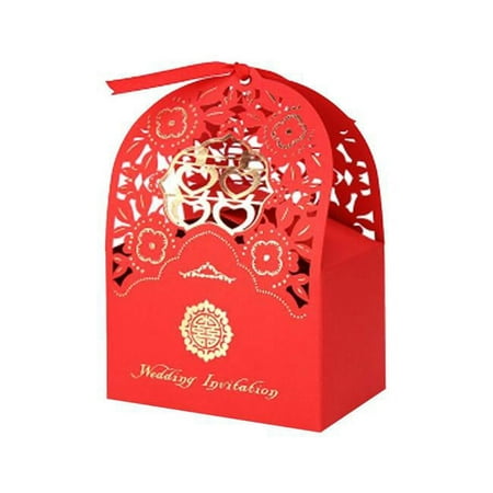 Panda Superstore PS-HOM13761871-SUE02606 Laser Cut Favor Bridal Shower Wedding Party Favors Small Candy Box, Red - 10 Piece
