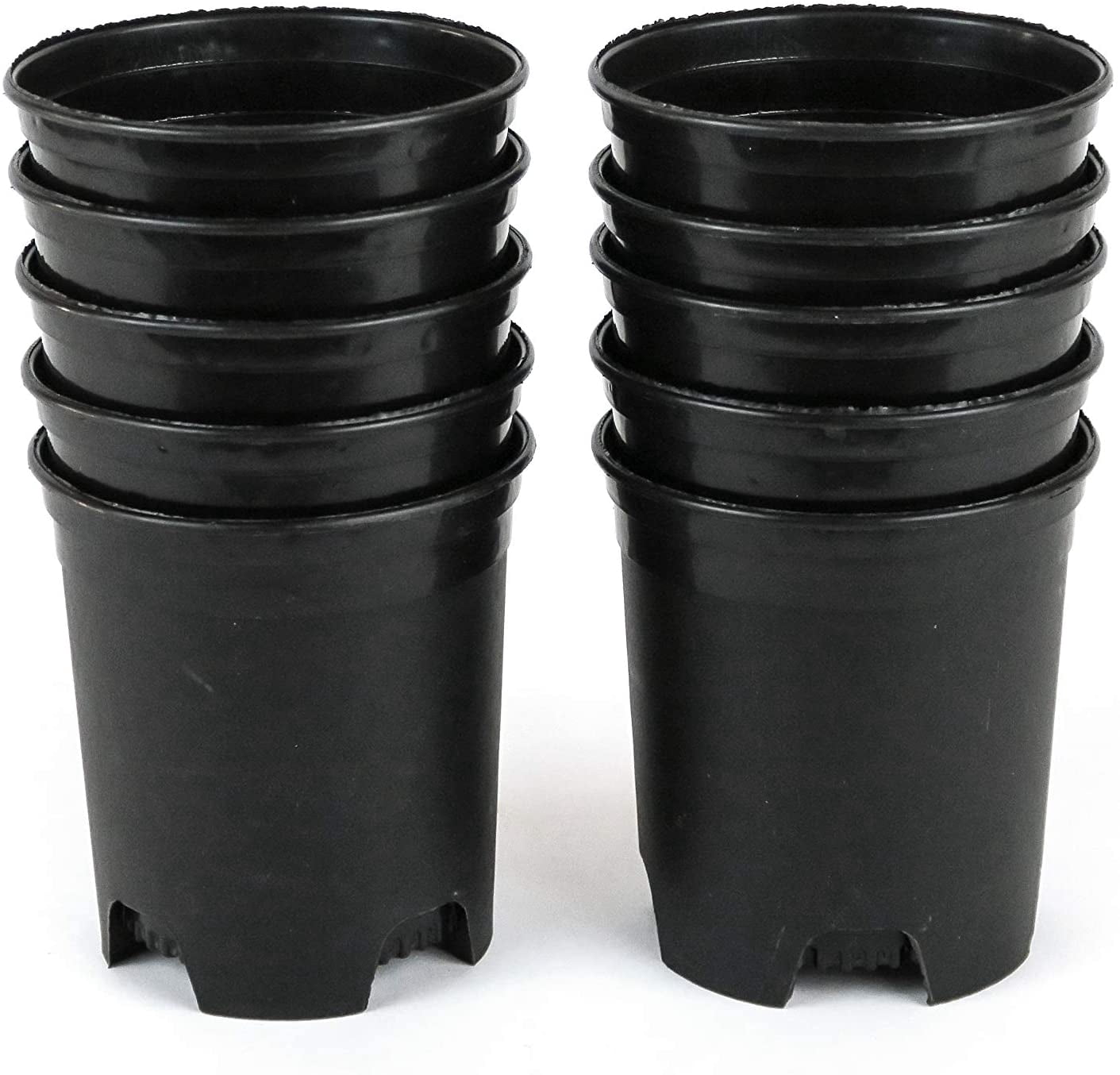 Cotta Planters 10-Pack 4 Inch Plastic Nursery Pots, 0.25 Gallon Plant Containers, Reusable BPA-Free Planter Pots for Indoor Outdoor Flowers, Succulents, Herbs, Vegetables, Seedlings Black