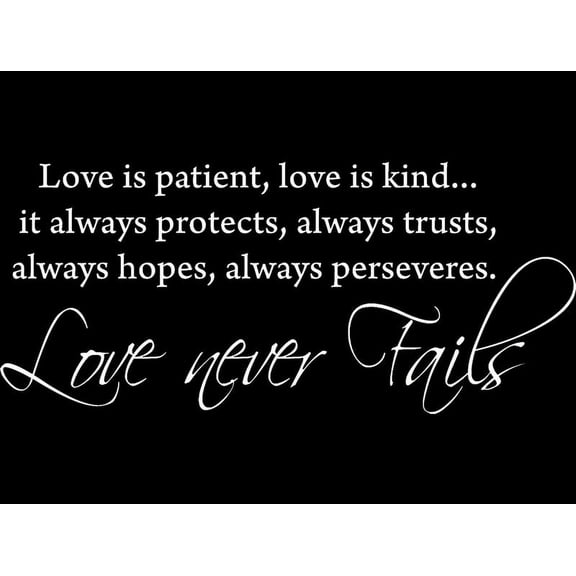 White 32" x 14" Love is patient, love is kind... Vinyl wall art Inspirational quotes and saying home decor decal sticker