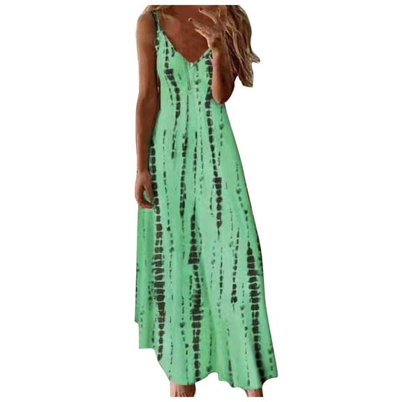 Pejock Women's 2023 Summer Dress Solid V-Neck Racerback Slim Fit Wrapped Hip Dress Maxi Dresses Beach Sundress Dress Green M (US Size:6)