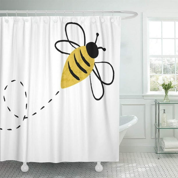 Suttom Yellow Bee Bumblebee In Flight, Whimsical Shower Curtains