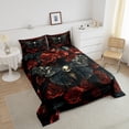 thumbnail image 4 of Moth Down Comforter Gothic Skull Floral Full Comforter Set,Extoic Boho Decor Bedding Set Red Rose for Gilrs Women Lover Quilt Set, 4 of 7